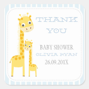 Autocollant de faveur de baby shower de girafes