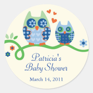 Autocollant de faveur de baby shower de hibou de