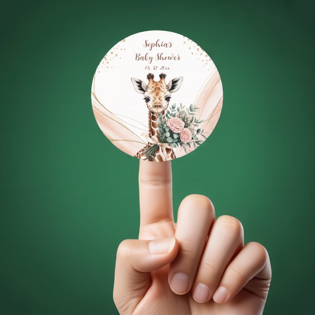Autocollant de faveur de Baby Shower Safari Girafe (Créateur téléchargé)