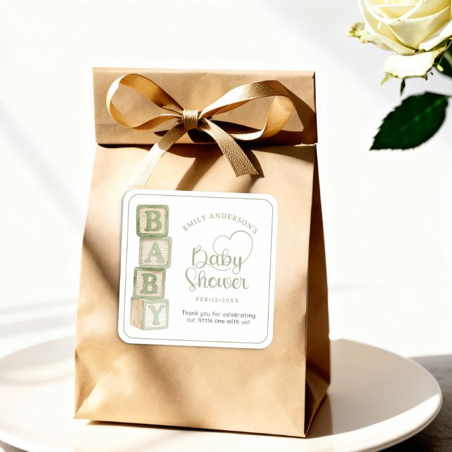 Autocollant de faveur de Baby Shower Sage Baby Blo (Baby Shower Sticker)
