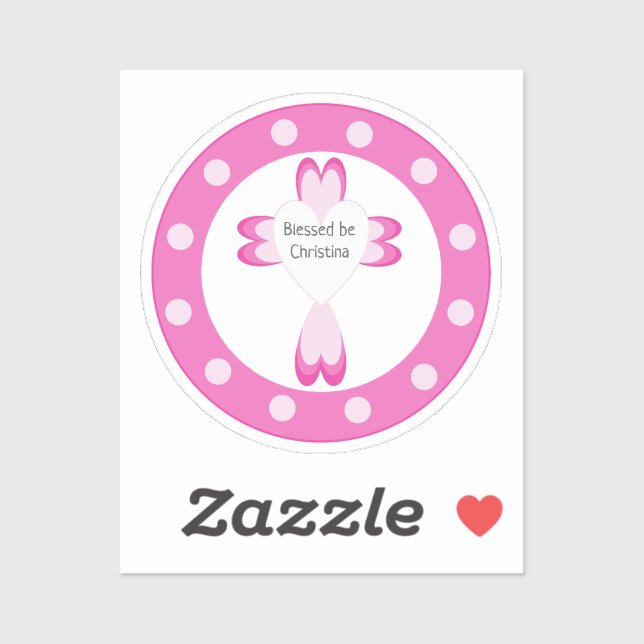 Autocollant de faveur de baptême rose pour filles (Feuille)