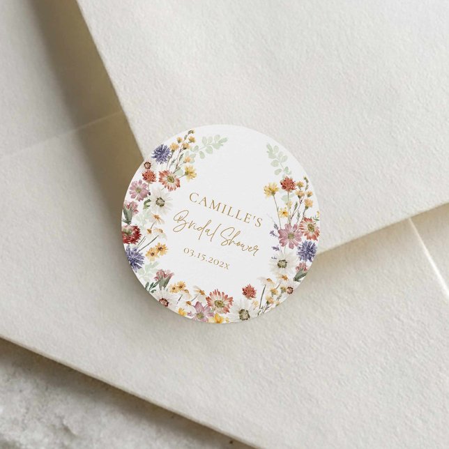 Autocollant de faveur de douche de mariage à fleur (Wildflower Envelope Seal Sticker)