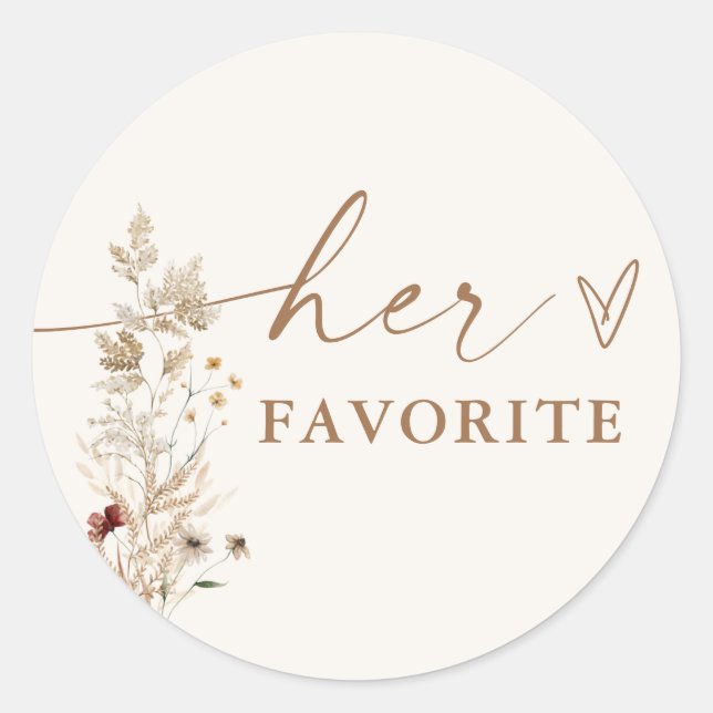 Autocollant de faveur de douche de mariage bohème  (Devant)