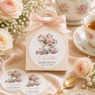 Autocollant de faveur de douche de mariage floral