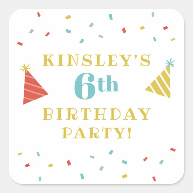 Autocollant de faveur de fête d'anniversaire pour  (Devant)