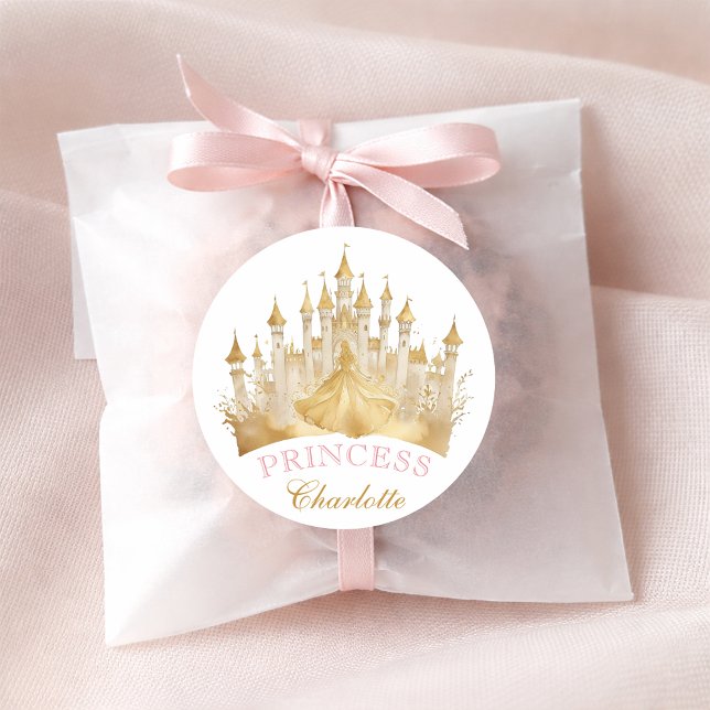 Autocollant de Faveur de Fête de Couronne de Princ (Princess Birthday Favor Sticker)