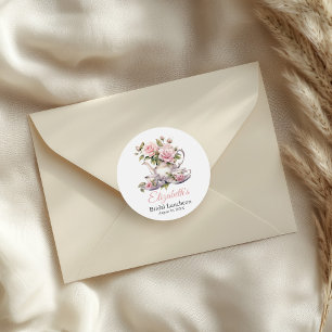 Autocollant de faveur de luncheon de mariage rose