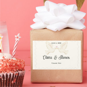 Autocollant de Faveur de Mariage Colombes Blanches