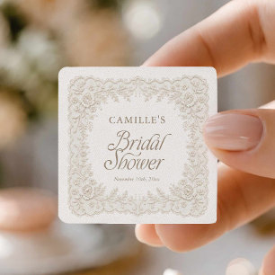Autocollant de Faveur de Mariage en Dentelle Flora