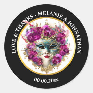 Autocollant de Faveur de Mariage Floral de Mascara