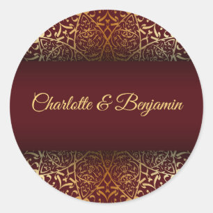 Autocollant de Faveur de Mariage Mandala Régal Or