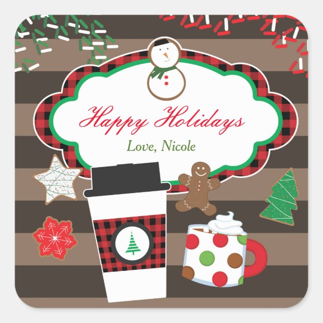 Autocollant de faveur de Noël Cocoa & Cookies (Devant)