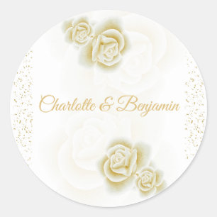 Autocollant de faveur de rose en or blanc royal él