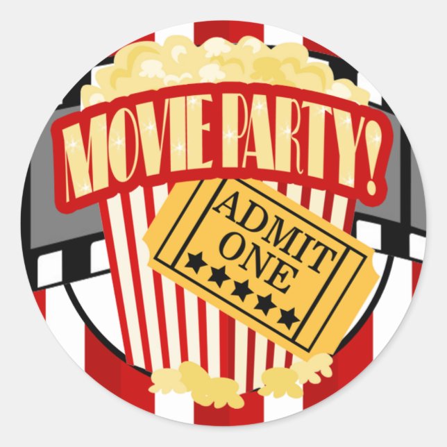 Autocollant de faveur de soirée cinéma (Devant)