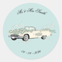 Autocollant de faveur de voiture de mariage vintag