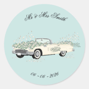 Autocollant de faveur de voiture de mariage vintag