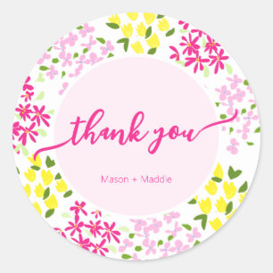 Autocollant de faveur floral ditsy rond