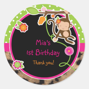 Autocollant de faveur lumineux Safari Jungle Singe