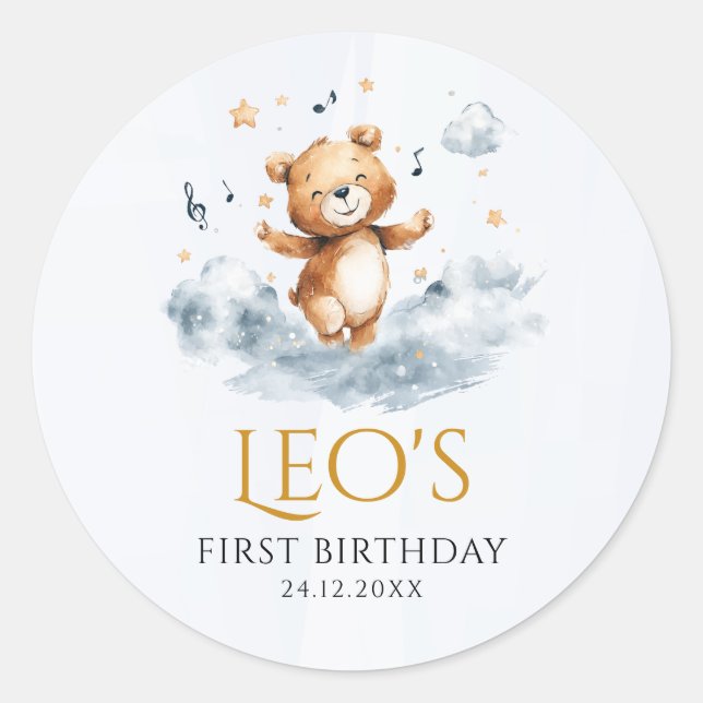 Autocollant de faveur pour le premier anniversaire (Devant)
