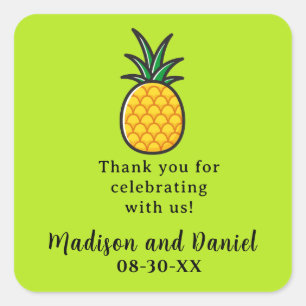 Autocollant de faveur tropical de mariage d'ananas