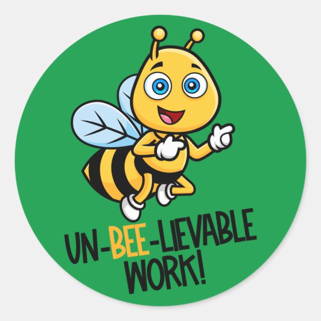 Autocollant de félicitations en forme d'abeille mi (Devant)