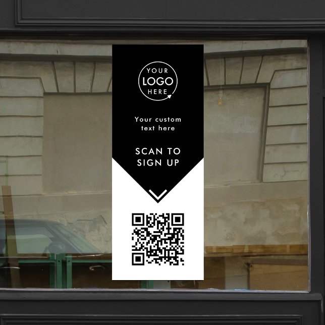 Autocollant de fenêtre Code QR | Décalcomanie en v (Professional editable sign template with interactive QR code for events & small business promotion.)