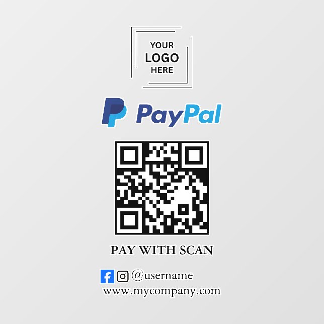 Autocollant de fenêtre de code QR PayPal pour paye (Feuille)