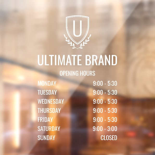 Autocollant de fenêtre pour les heures d'ouverture (Feuille 2)