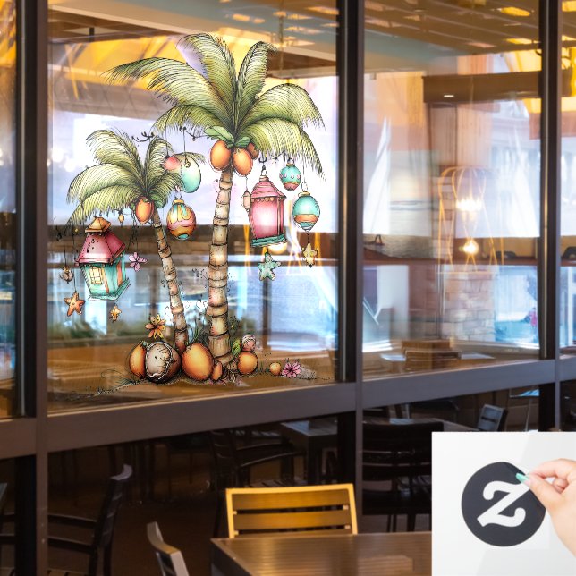 Autocollant de fenêtre pour l'été plage (Fenêtre du restaurant)