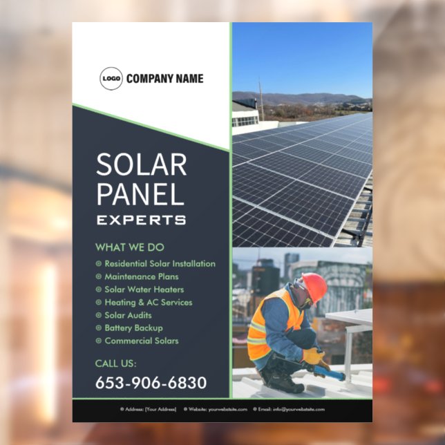 Autocollant de fenêtre pour services solaires (Feuille 2)