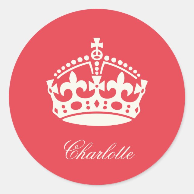 Autocollant de fête avec logo de couronne rouge 'K (Devant)