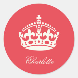 Autocollant de fête avec logo de couronne rouge 'K