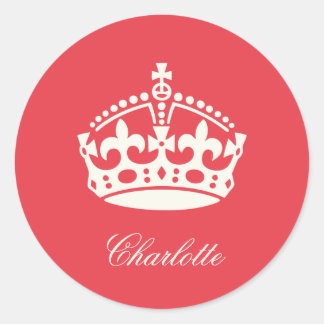 Autocollant de fête avec logo de couronne rouge 'K