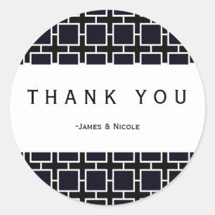 Autocollant de fête chic géométrique carré noir et