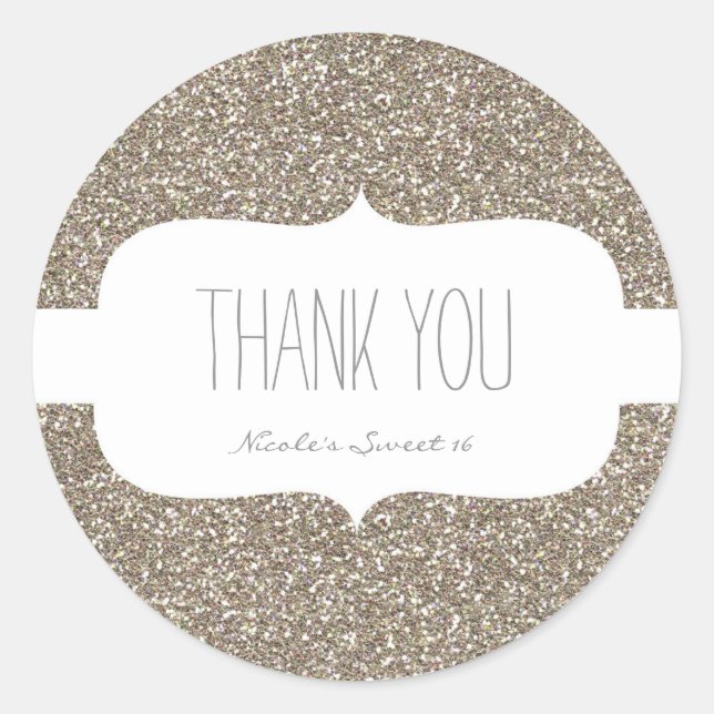 Autocollant de fête d'anniversaire blanc à paillet (Devant)