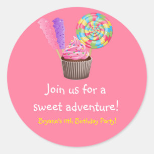Autocollant de fête d'anniversaire Cupcake Candyla