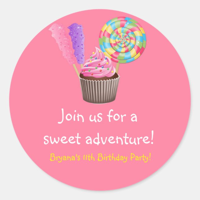 Autocollant de fête d'anniversaire Cupcake Candyla (Devant)
