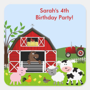 Autocollant de fête d'anniversaire d'animaux de