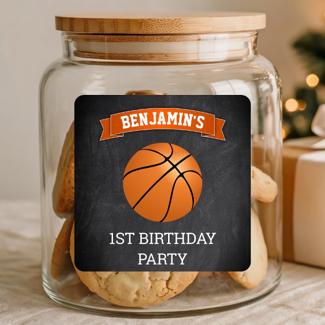 Autocollant de fête d'anniversaire de basketball 1 (Créateur téléchargé)