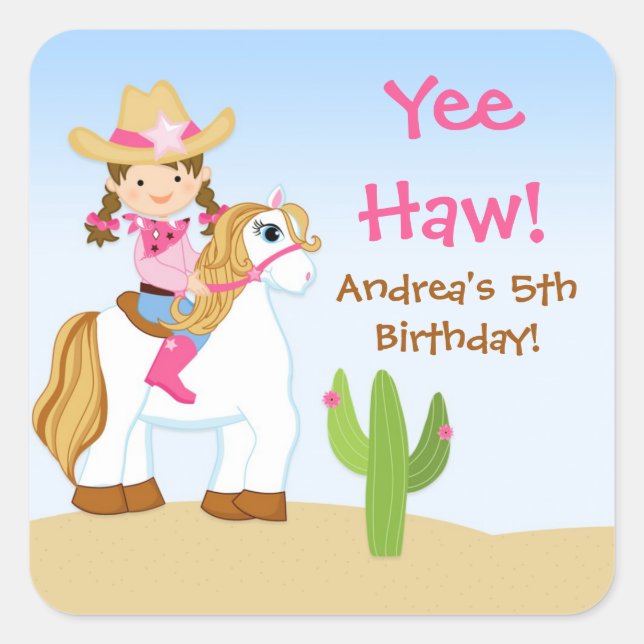 Autocollant de Fête d'Anniversaire de Cheval de Co (Devant)