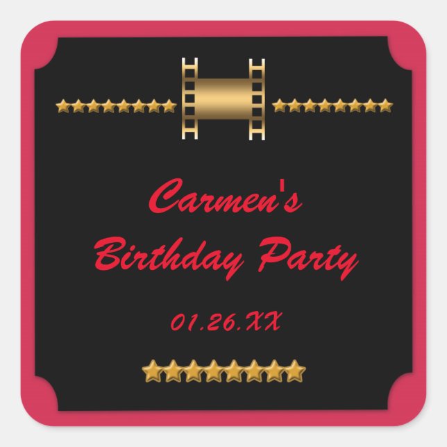 Autocollant de fête d'anniversaire de cinéma de fi (Devant)