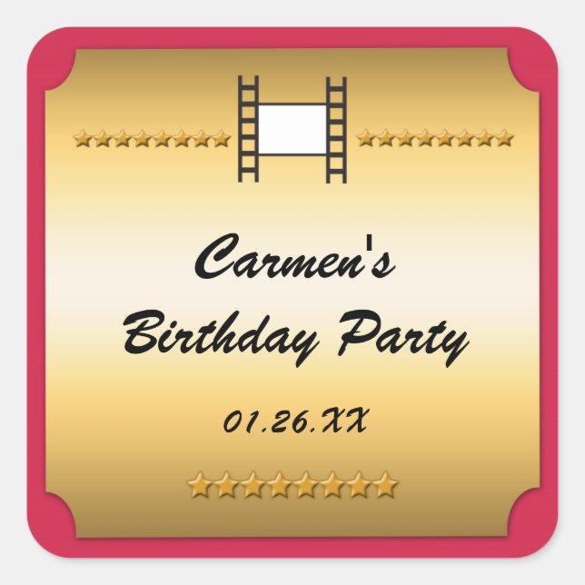 Autocollant de fête d'anniversaire de cinéma de fi (Devant)