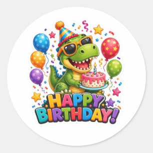 Autocollant de fête d'anniversaire de dinosaure mi
