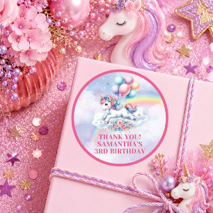 Autocollant de fête d'anniversaire de fille licorn