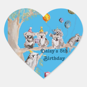 Autocollant de fête d'anniversaire de koala mignon