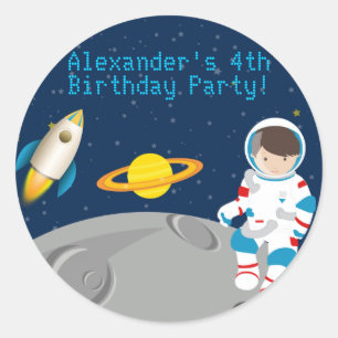 Autocollant de fête d'anniversaire de l'astronaute