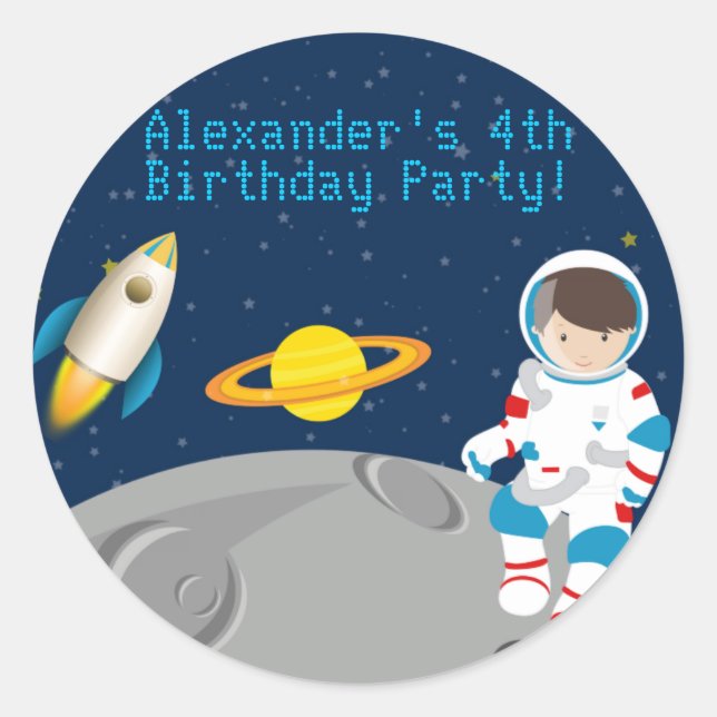 Autocollant de fête d'anniversaire de l'astronaute (Devant)