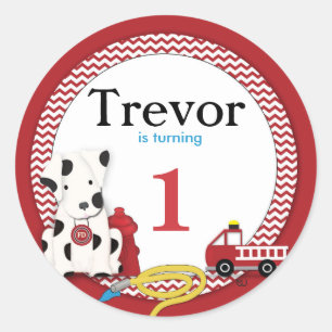 Autocollant de fête d'anniversaire de pompier