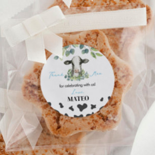 Autocollant de fête d'anniversaire de vache Étique