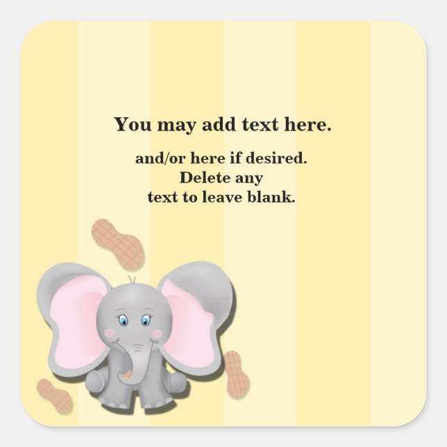 Autocollant de fête d'anniversaire éléphant bébé m (Devant)